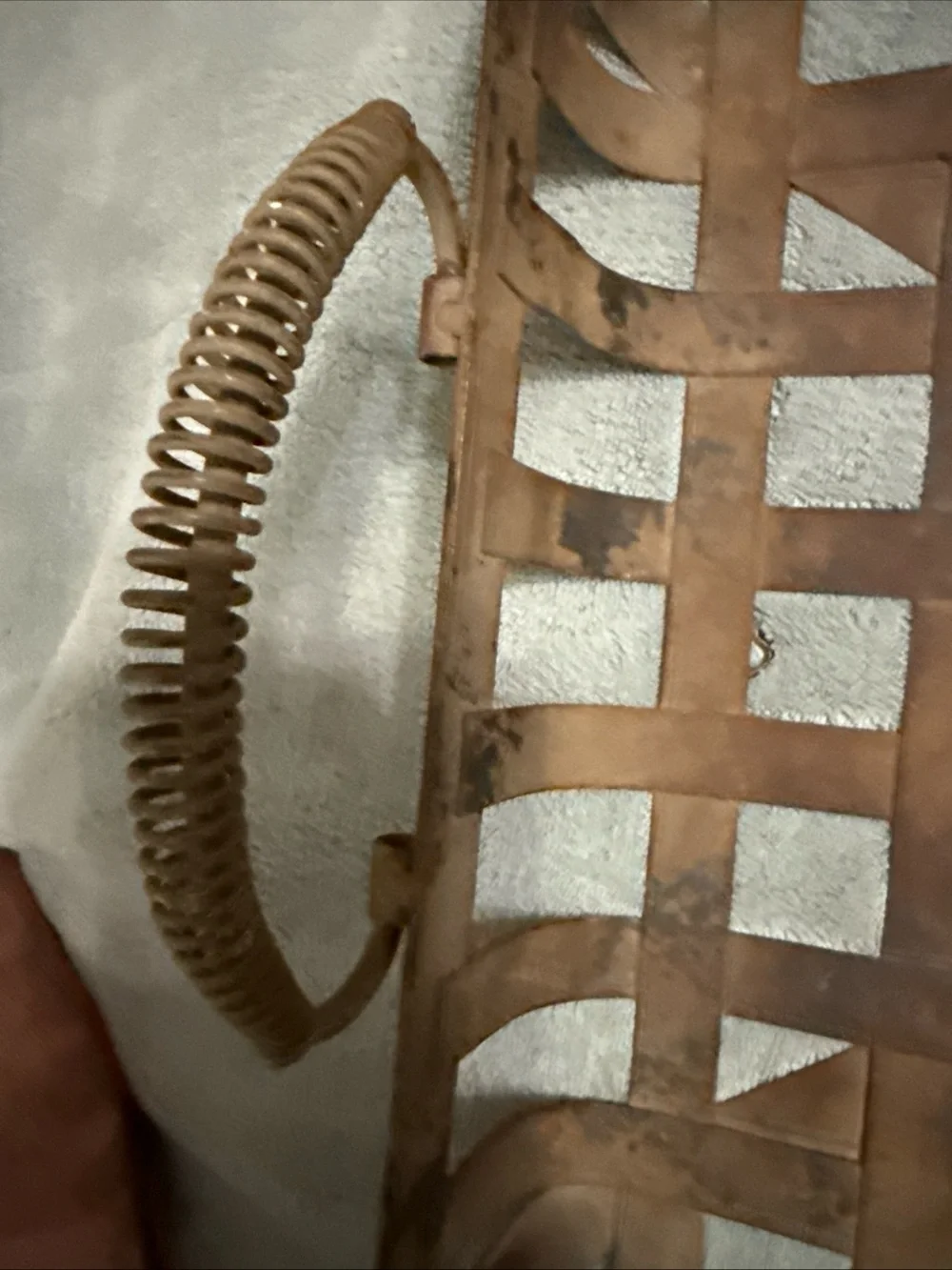 Woven Brown Metal Serving Tray with Rope Handles
